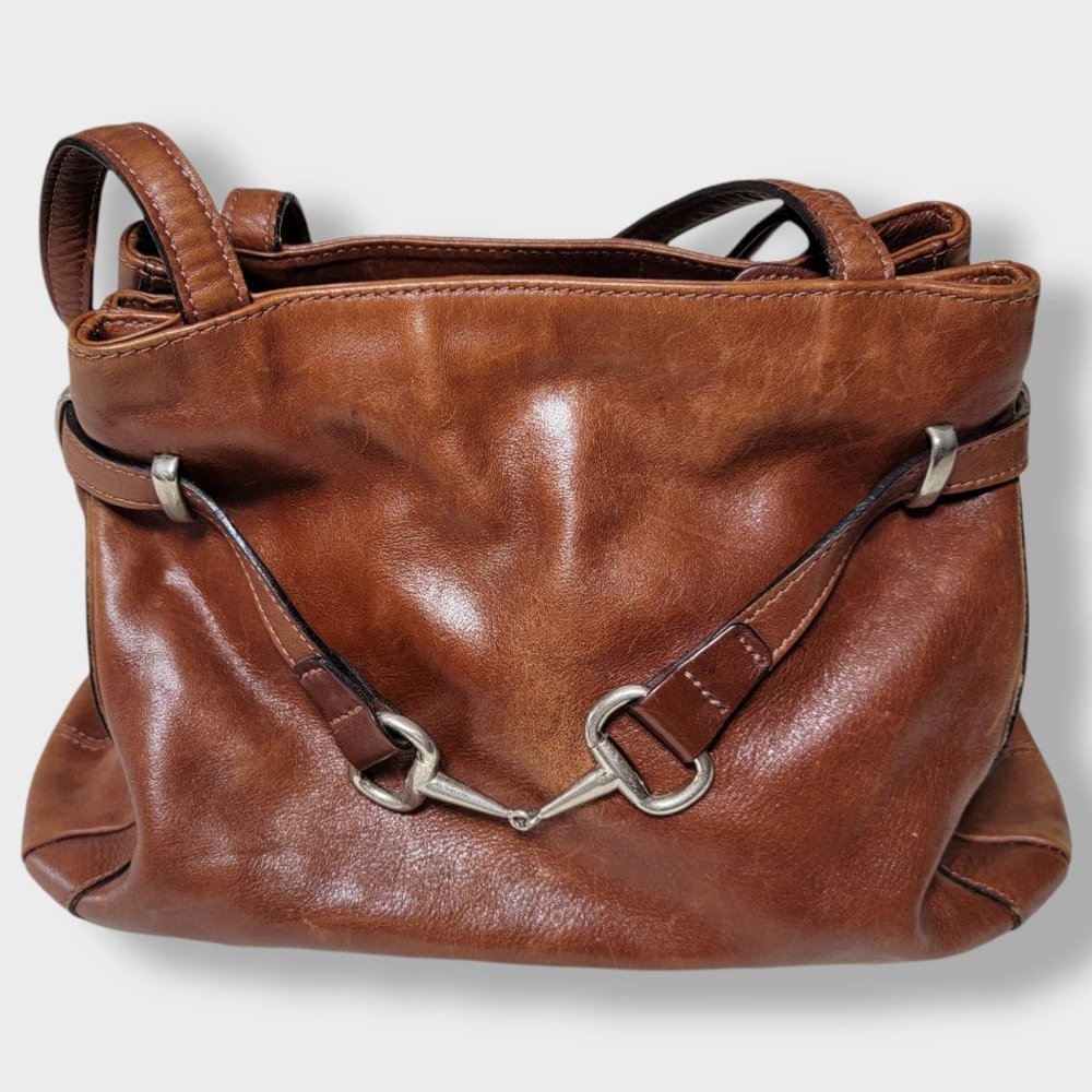 Los Robles Polo Time Leather Shoulder Bag w/ accent buckles